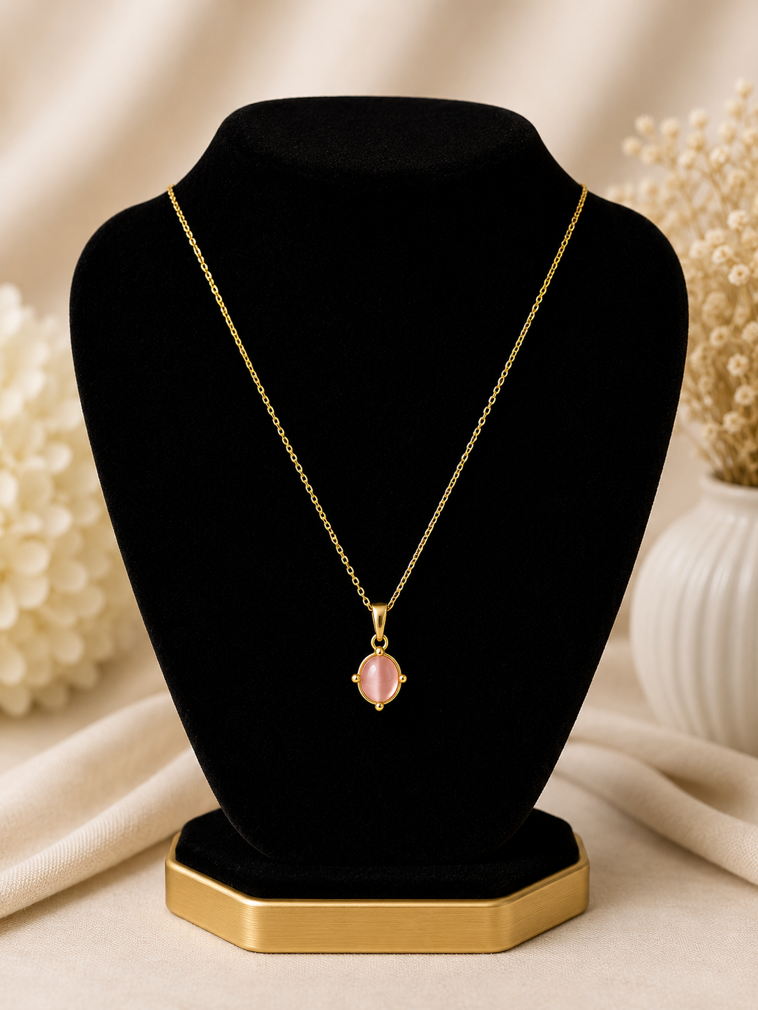 Blush aura pendant necklace