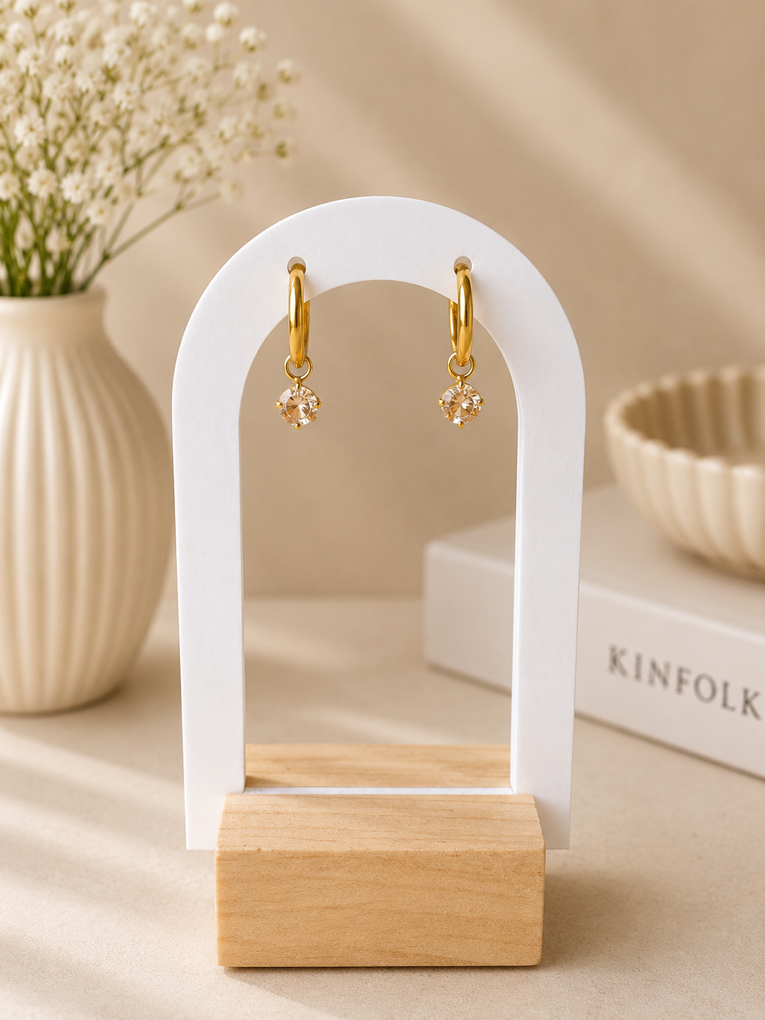 Golden spark hoops