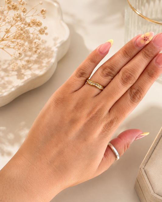 Golden stacked band ring