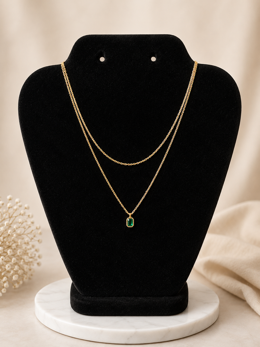 Emerald grace layered necklace