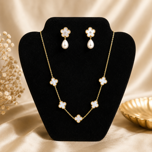 Ivory clover pearl set