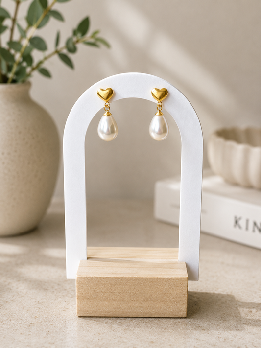 Golden heart pearl drops